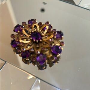 Elegant Purple and Gold Brooch